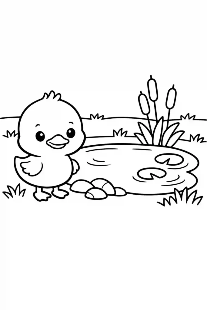 Simple single duck easy coloring page