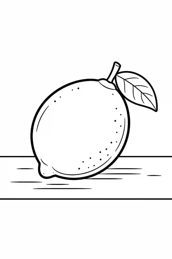 Simple single lemon easy coloring page