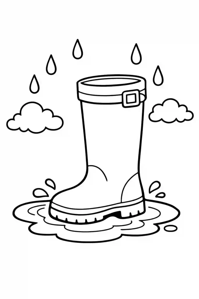 Simple single rain boot easy coloring page