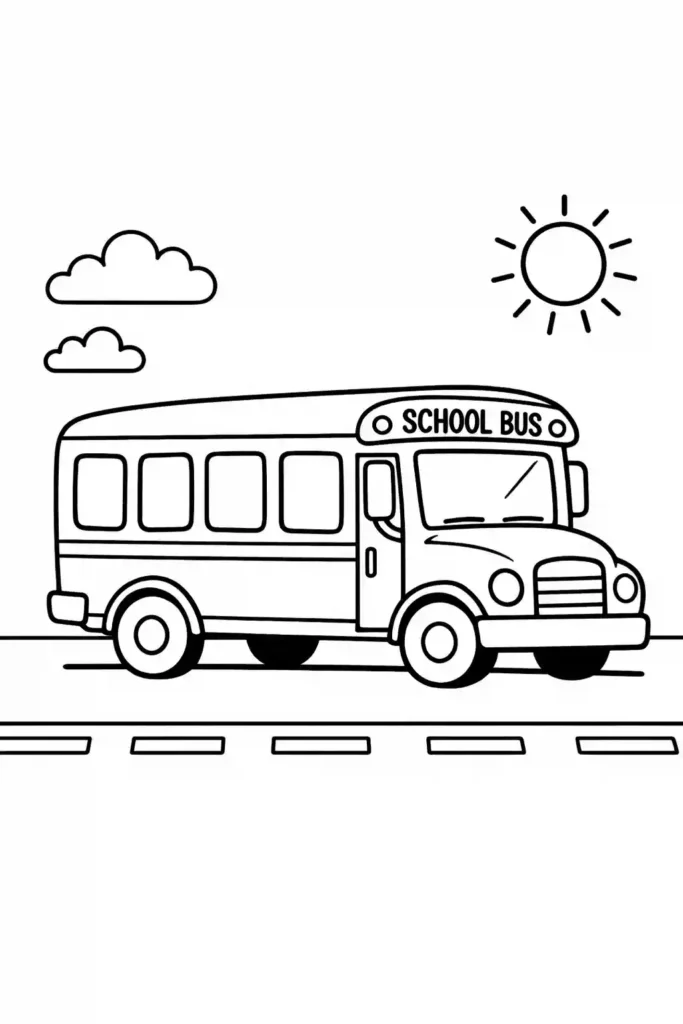 Simple single school bus easy coloring page