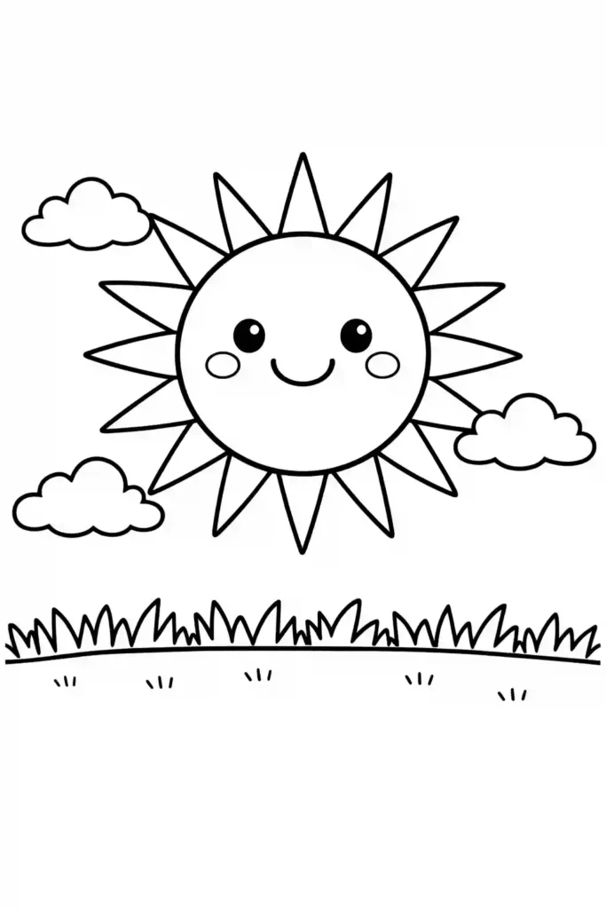 Simple single sun easy coloring page