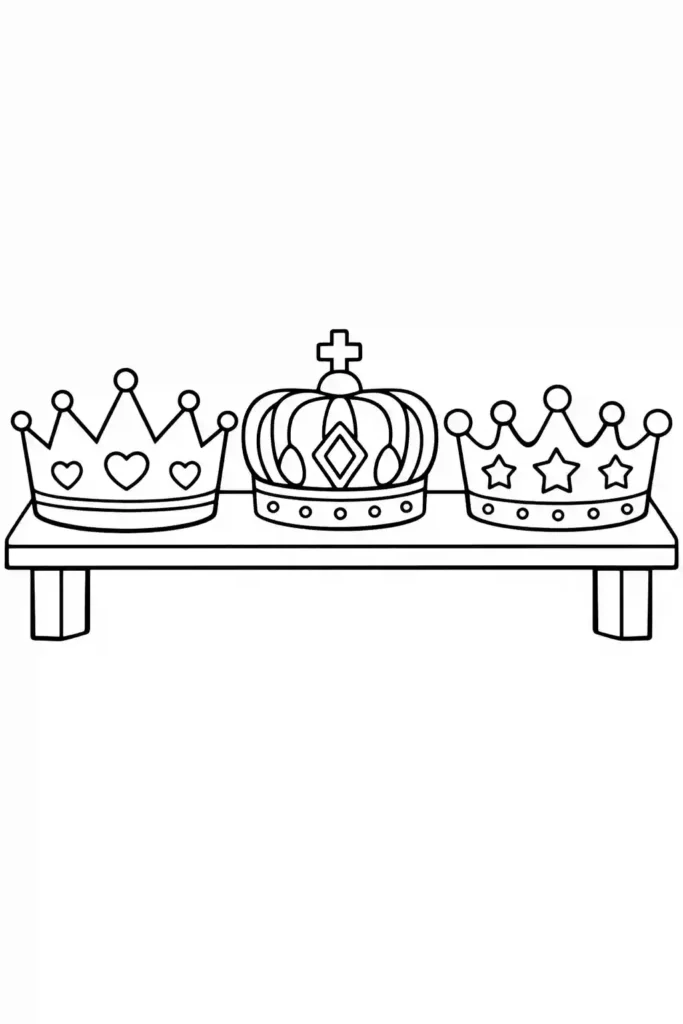 Multiple crowns simple easy coloring page