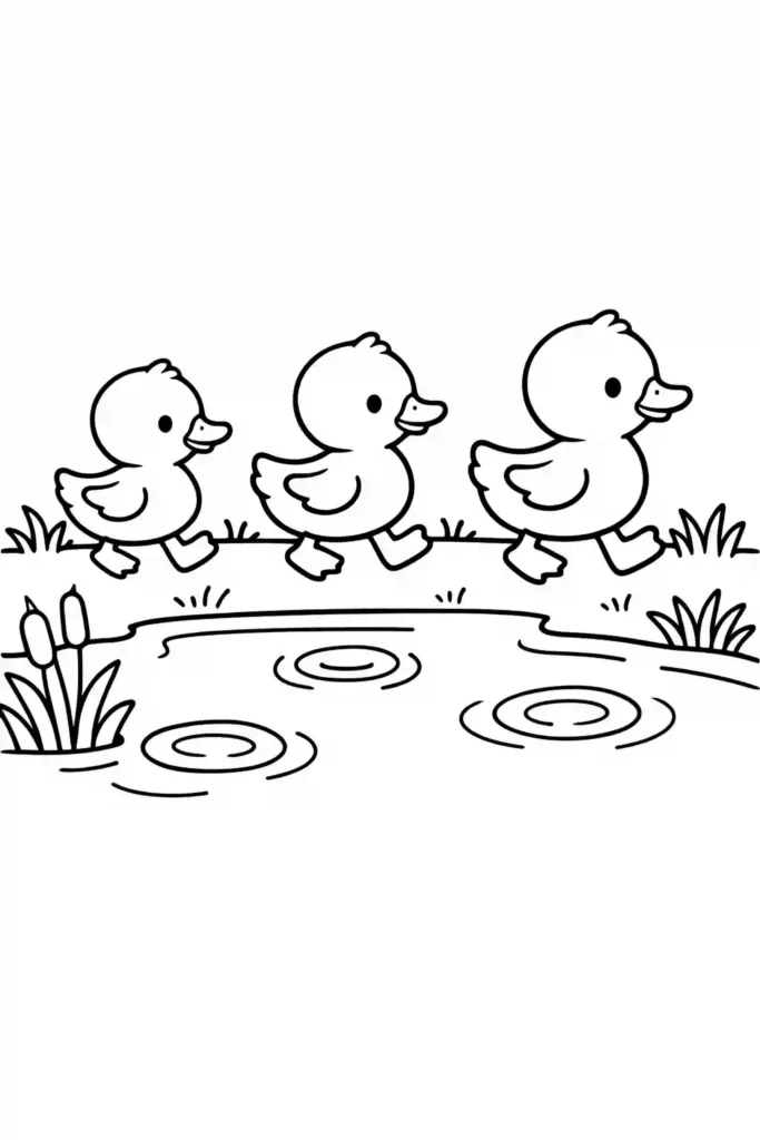 Multiple ducks simple easy coloring page
