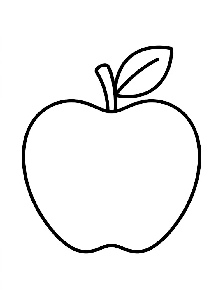 Simple single apple easy coloring page