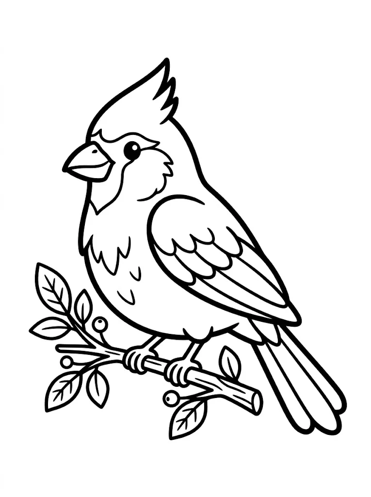 Simple single cardinal easy coloring page