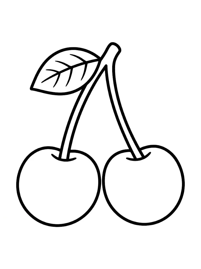 Simple single cherry easy coloring page