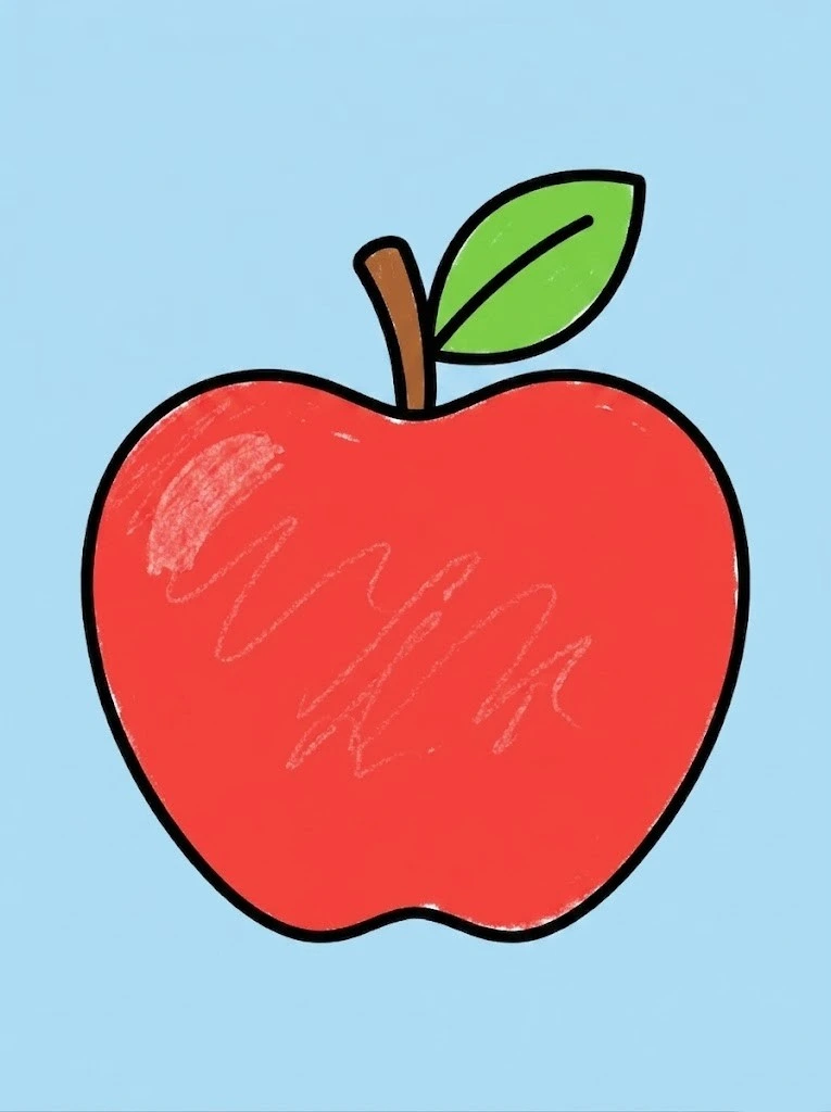 a red colored apple coloring page