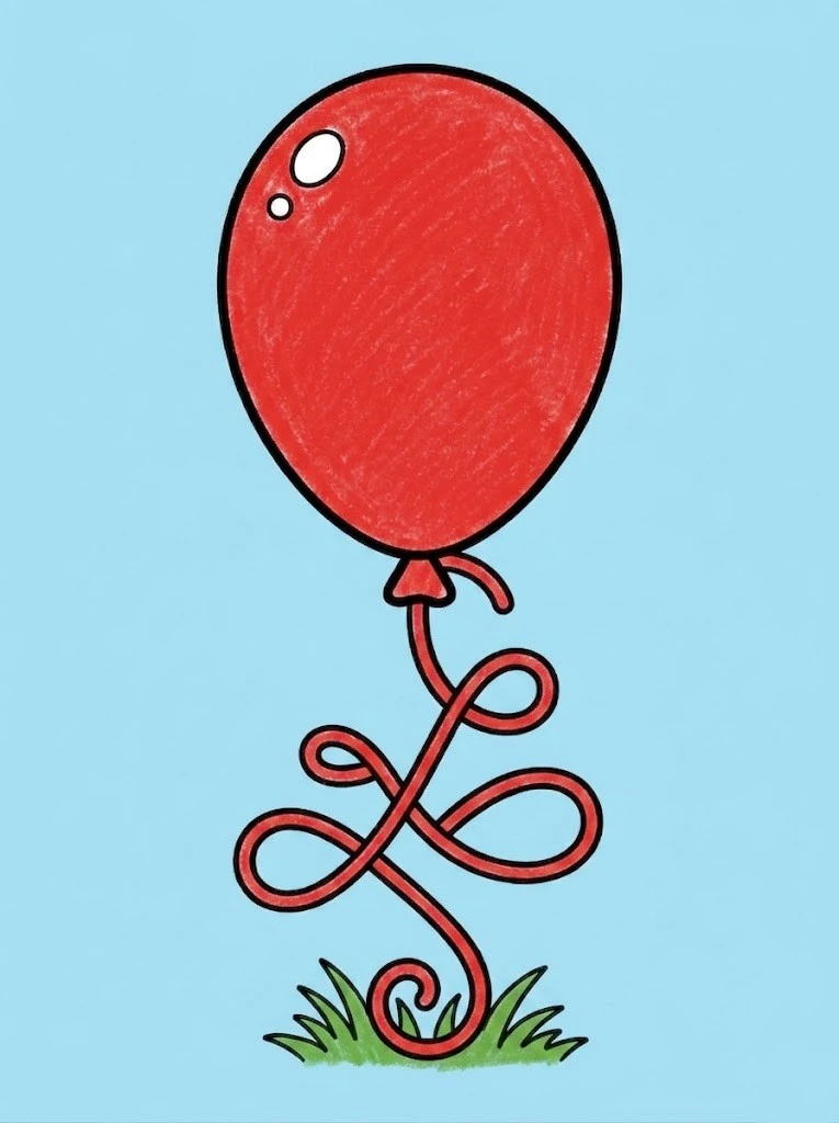 Simple single colored balloon easy coloring page