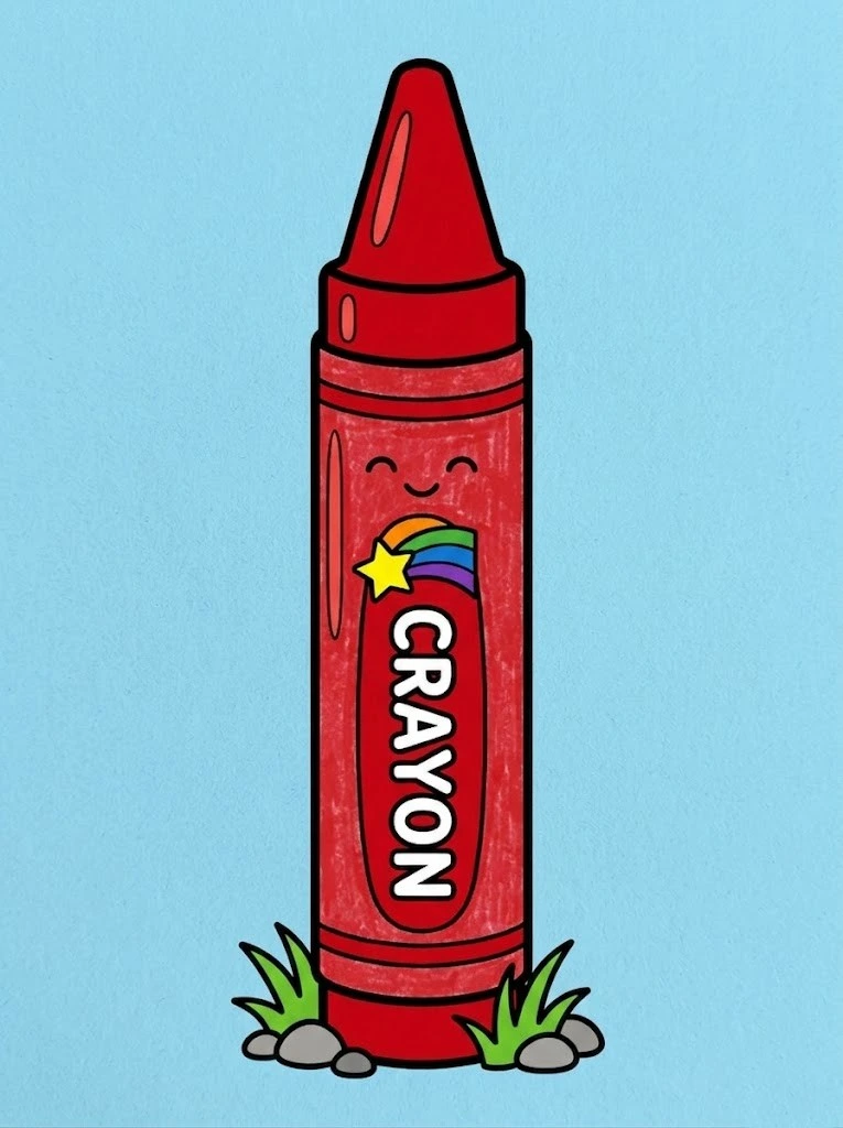 Simple single colored crayon easy coloring page