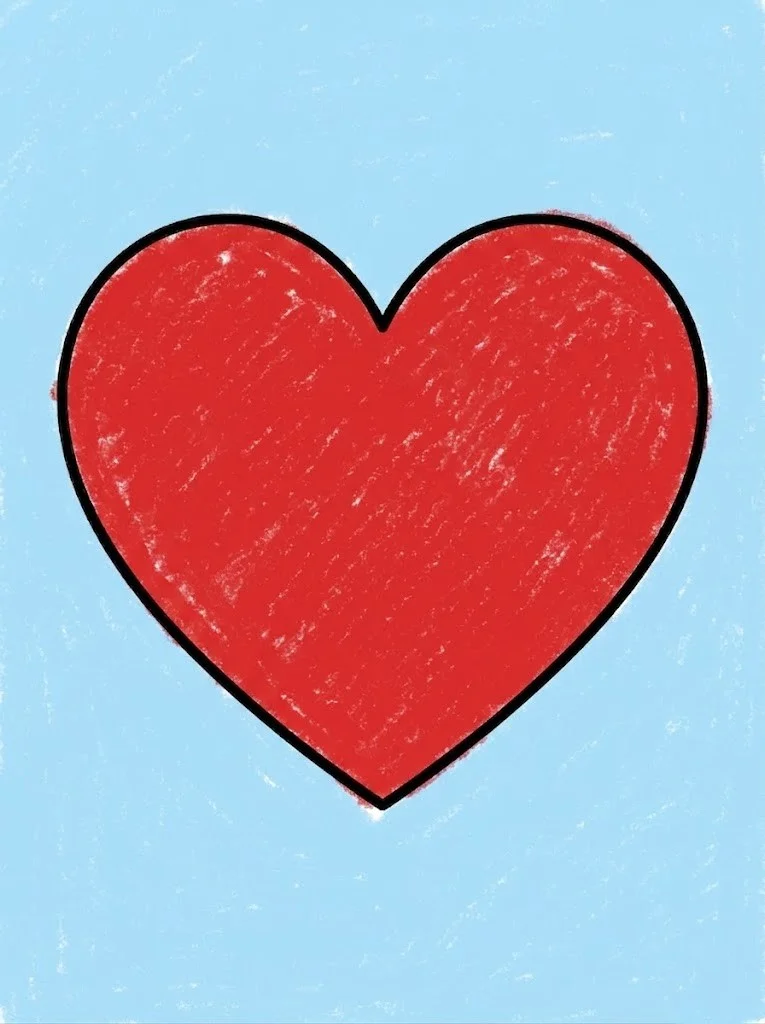Simple single Colored heart easy coloring page