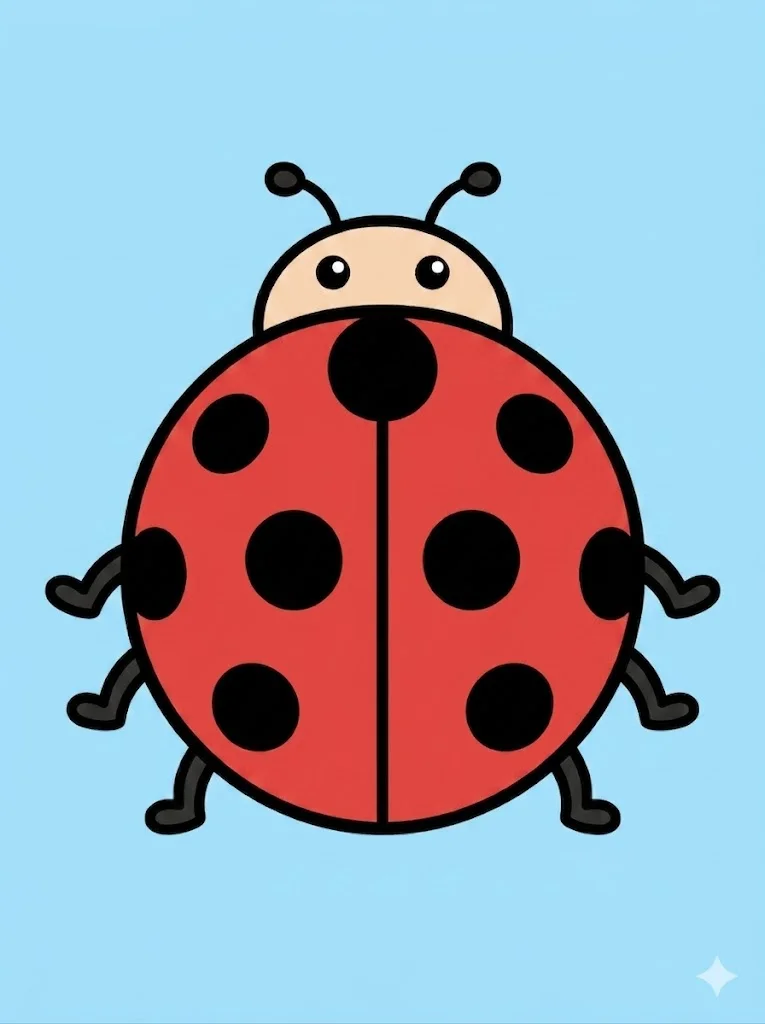 Simple single colored ladybug easy coloring page