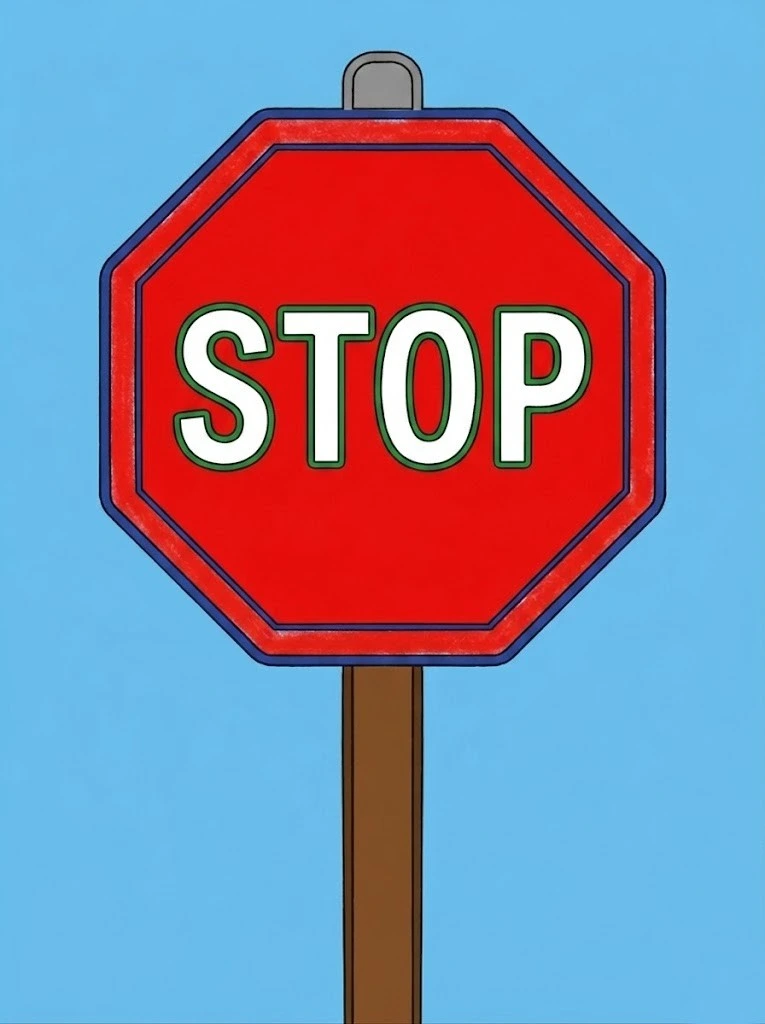 Simple single colored stop sign easy coloring page