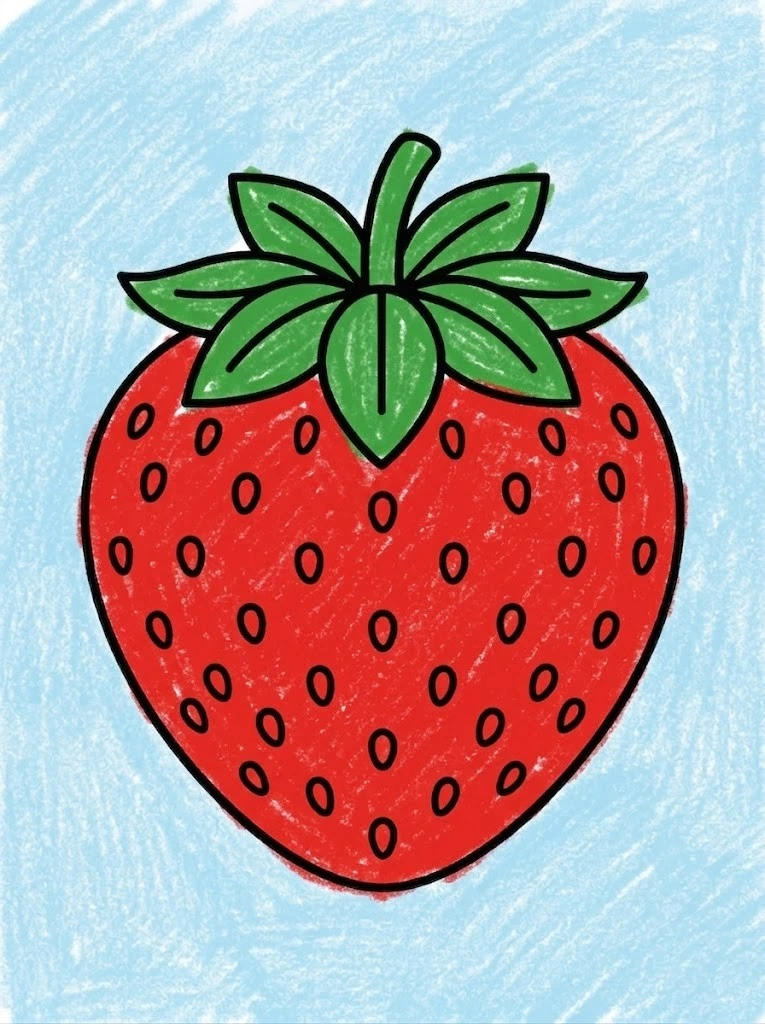 Simple single colored strawberry easy coloring page