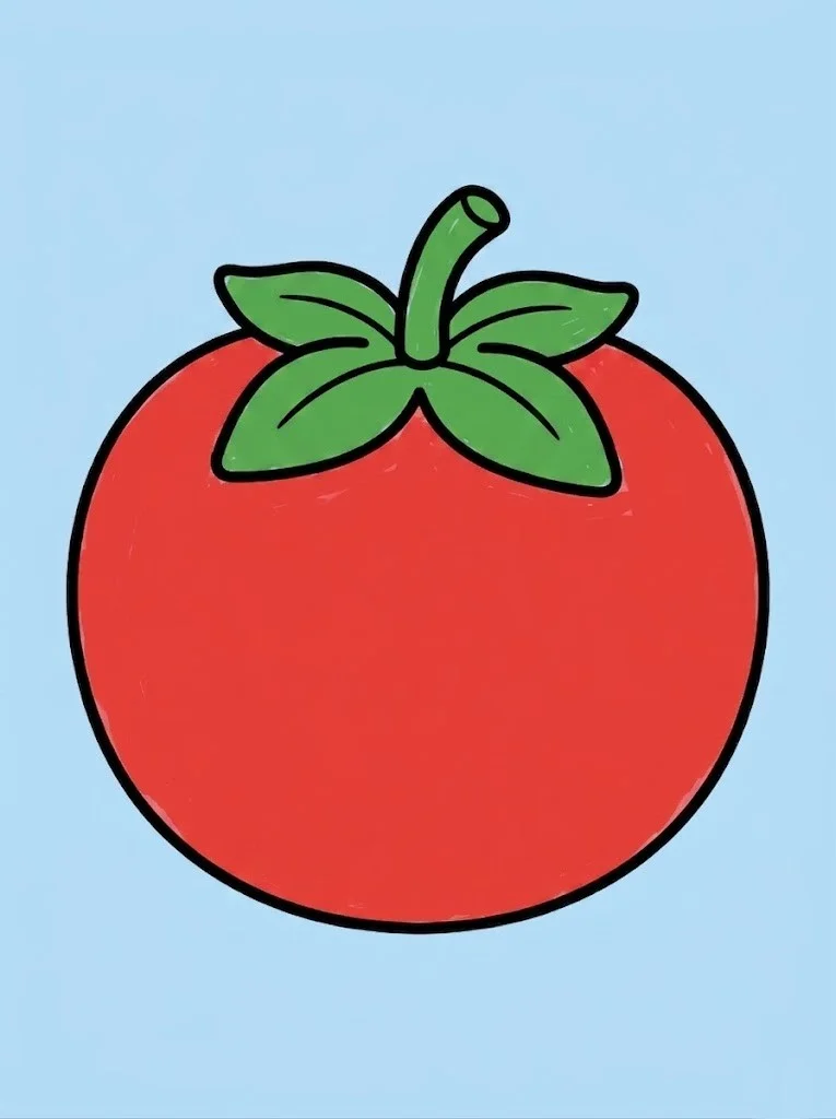 Simple single colored tomato easy coloring page