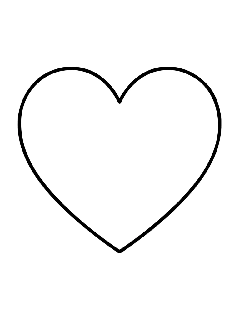 Simple single heart easy coloring page