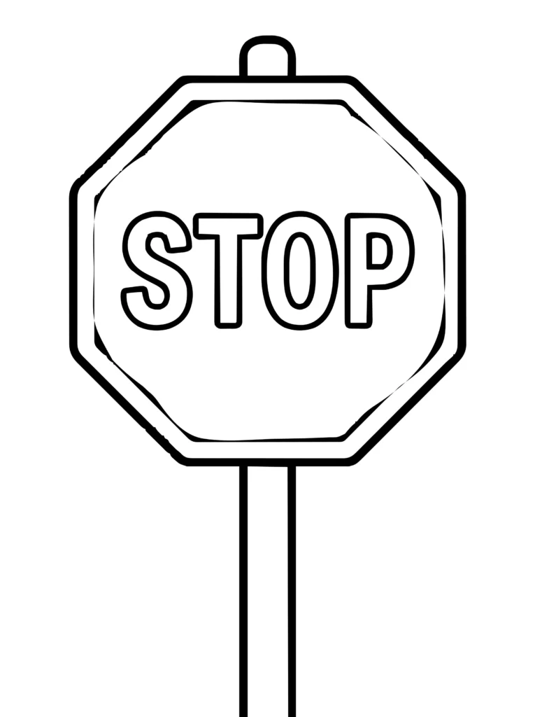 Simple single stop sign easy coloring page
