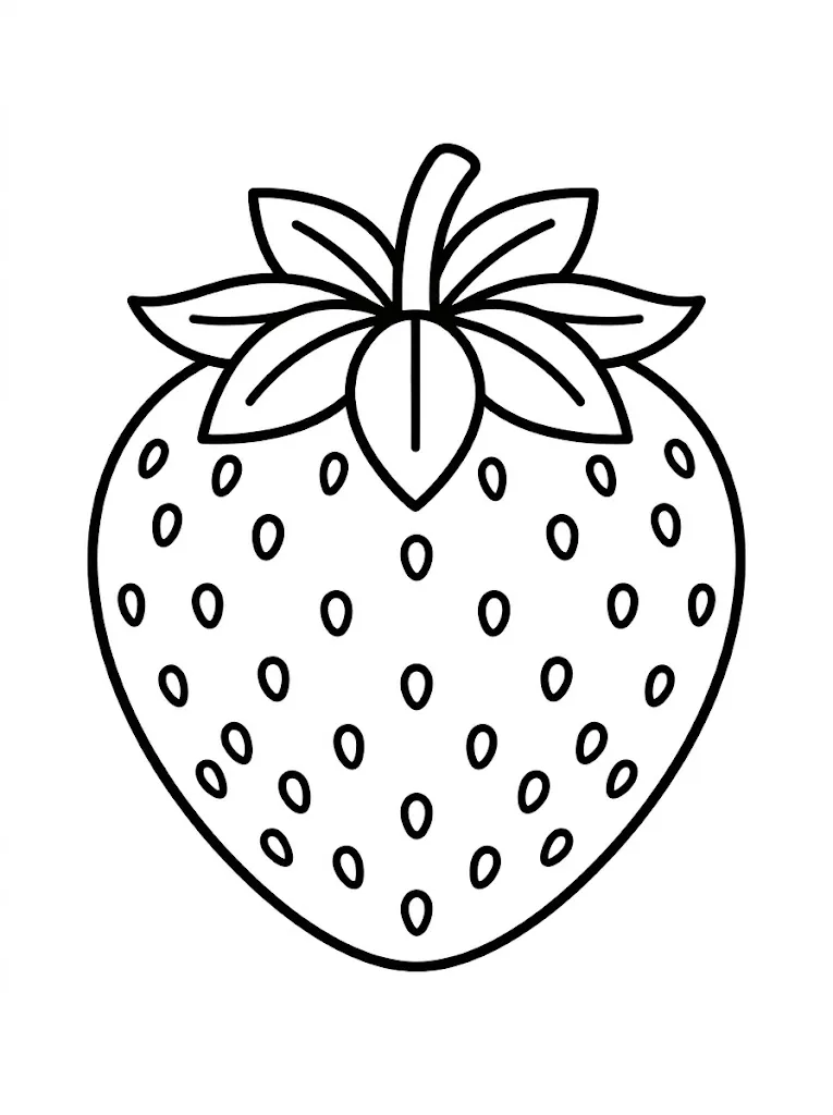 Simple single strawberry easy coloring page