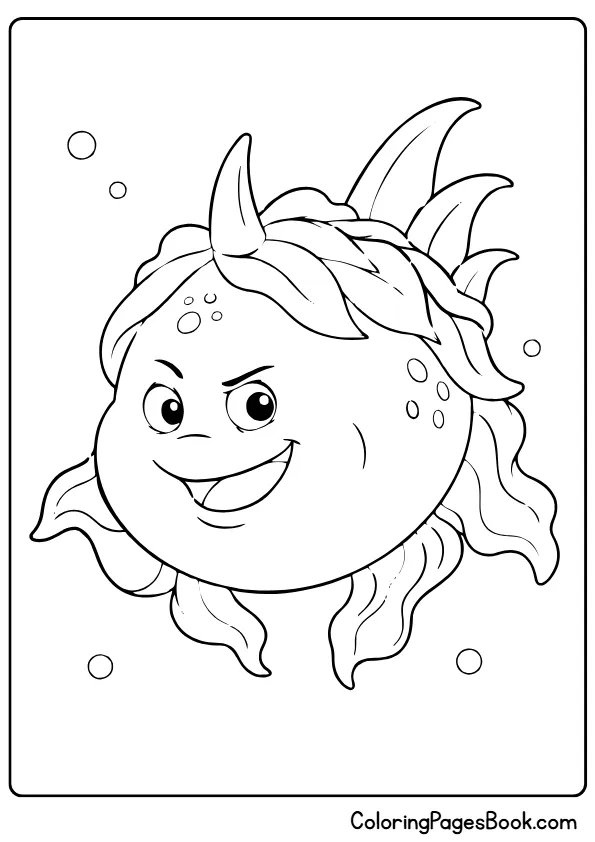 Mischievous Boogle smiling in a printable coloring page