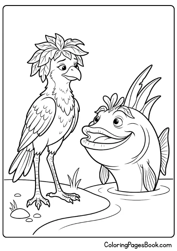 Ivy standing beside Boogle in a Swapped coloring page
