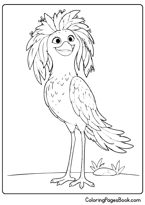 Ivy the Javan standing and smiling in a printable coloring page