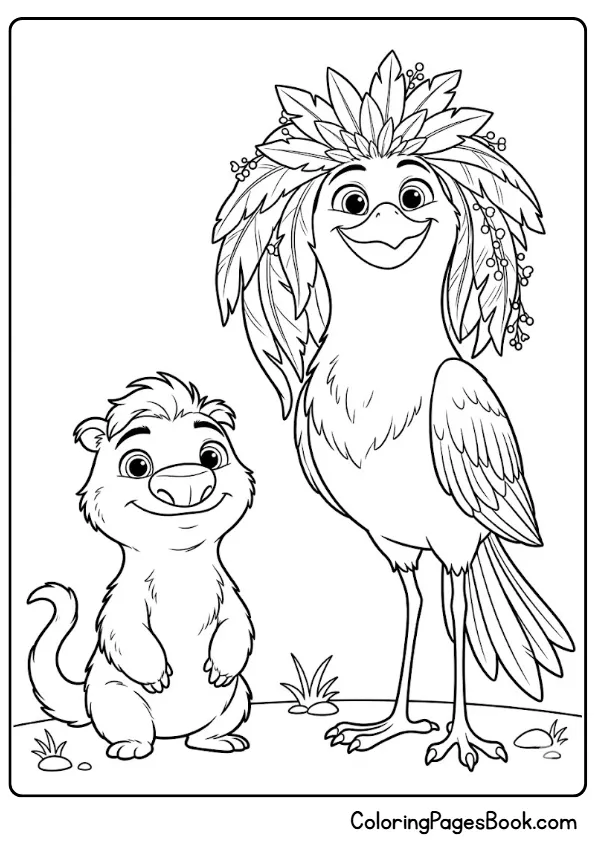 Ollie and Ivy standing together in a printable Swapped coloring page