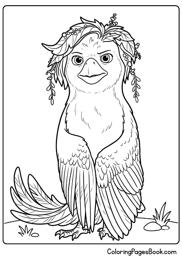 Ollie character transformed into Javan bird after body swap in Swapped coloring page