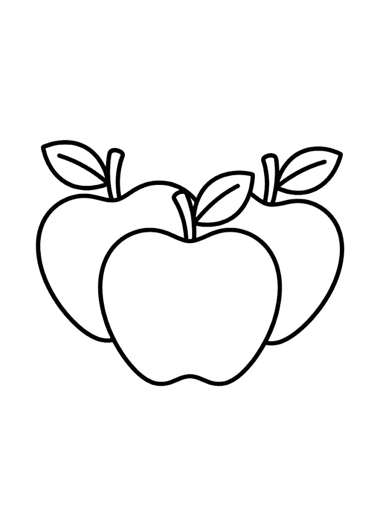 Multiple apples simple easy coloring page