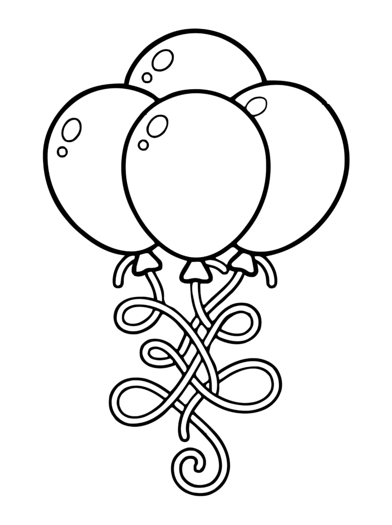 Multiple balloons simple easy coloring page
