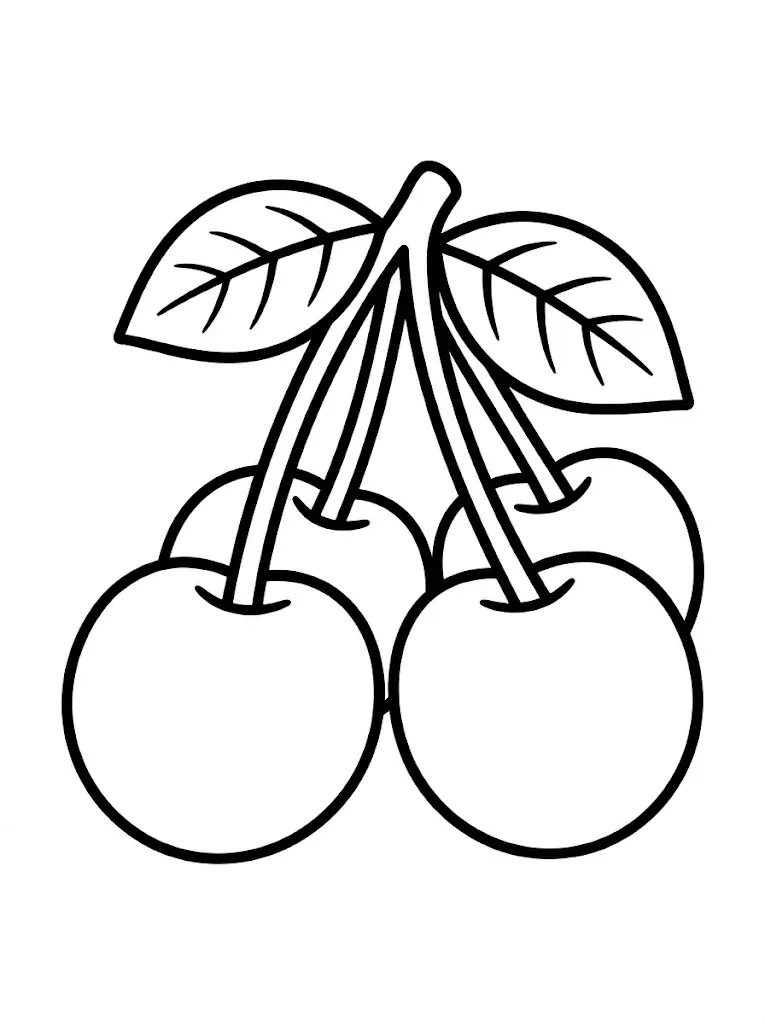 Multiple cherries simple easy coloring page