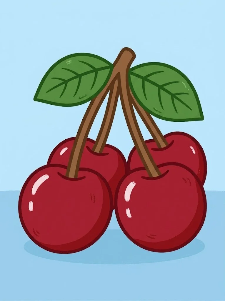 Multiple red colored cherries simple easy coloring page