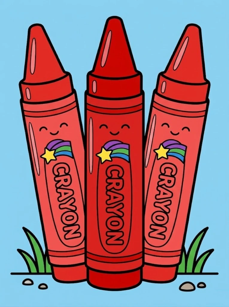 Colored Multiple crayons simple easy coloring page