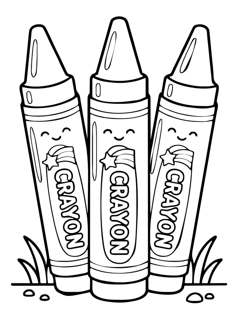 Multiple crayons simple easy coloring page
