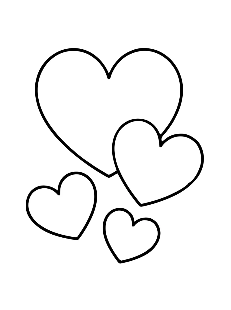 Multiple hearts simple easy coloring page