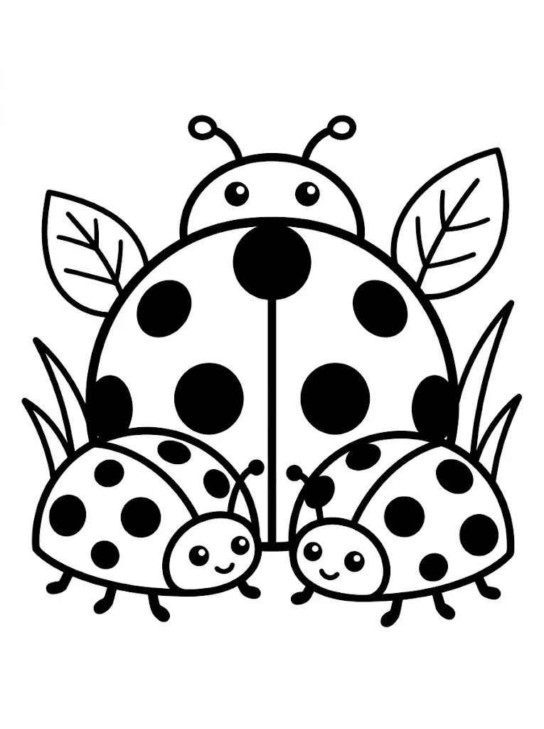 Multiple ladybugs simple easy coloring page