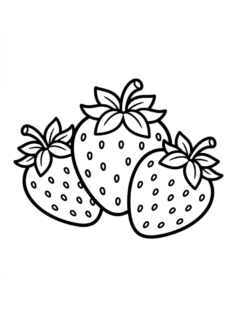 Multiple strawberries simple easy coloring page