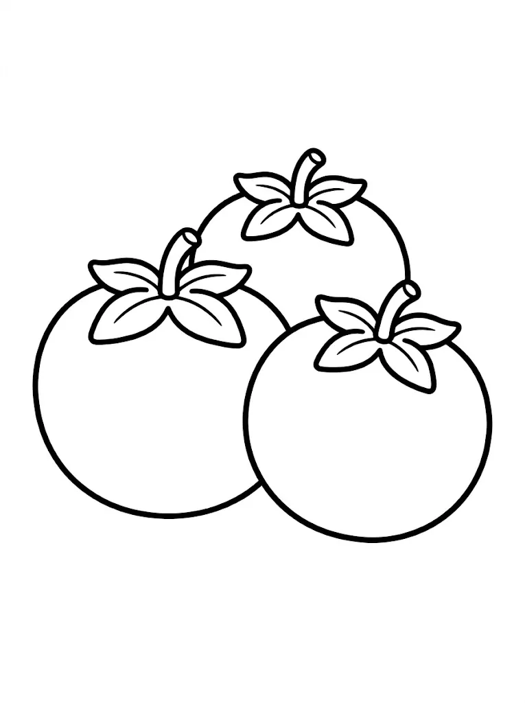 Multiple tomatoes simple easy coloring page